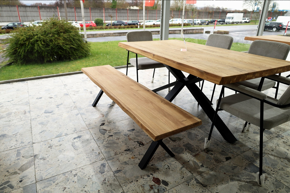 Holzbank Massivholz 160/180/200cm – Sitzbank mit Baumkante oder Geradekante | Simo Möbel