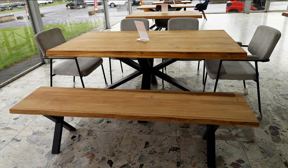 Holzbank Massivholz 160/180/200cm – Sitzbank mit Baumkante oder Geradekante | Simo Möbel