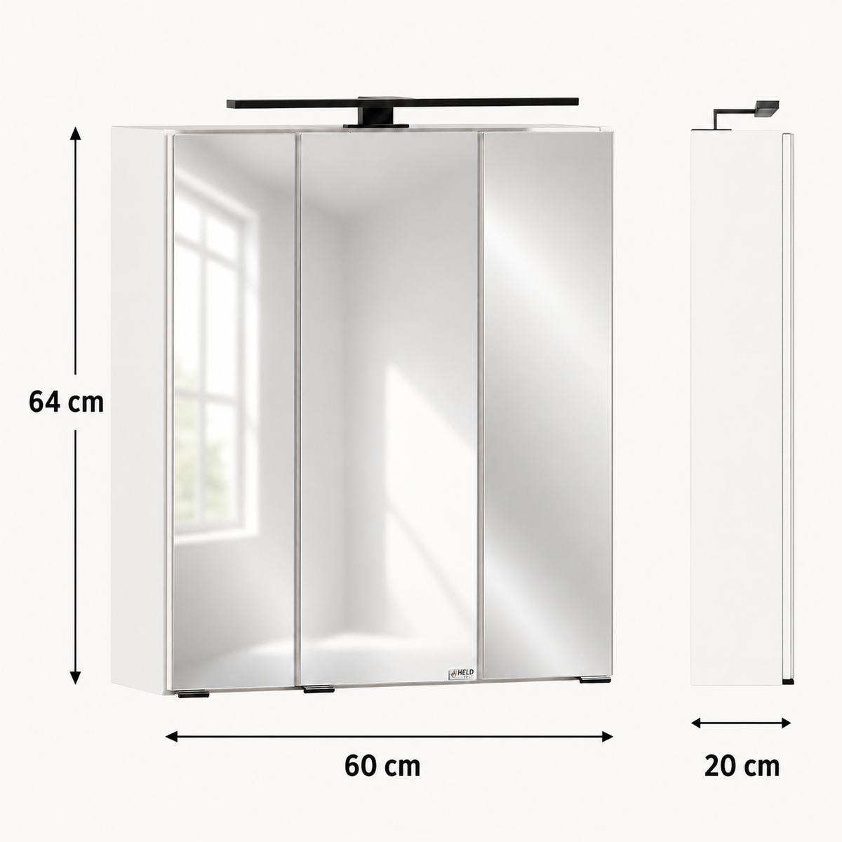 Spiegelschrank VELNO 60 cm Weiß mit LED