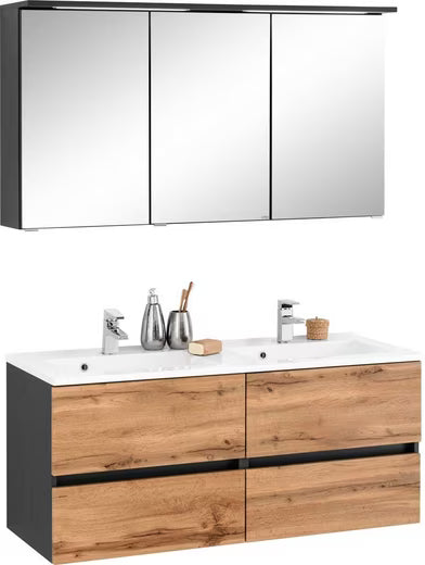 Badmöbel-Set Breite 120cm Grau /eiche Wotan