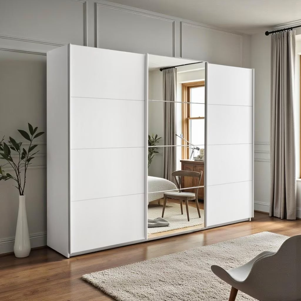 Kleiderschrank 271 cm Alpinweiß – viel Stauraum – Neuware | Simo Möbel