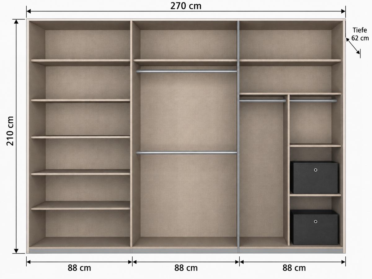 Kleiderschrank Schrank Blanco Ca. 270x210x62 Cm