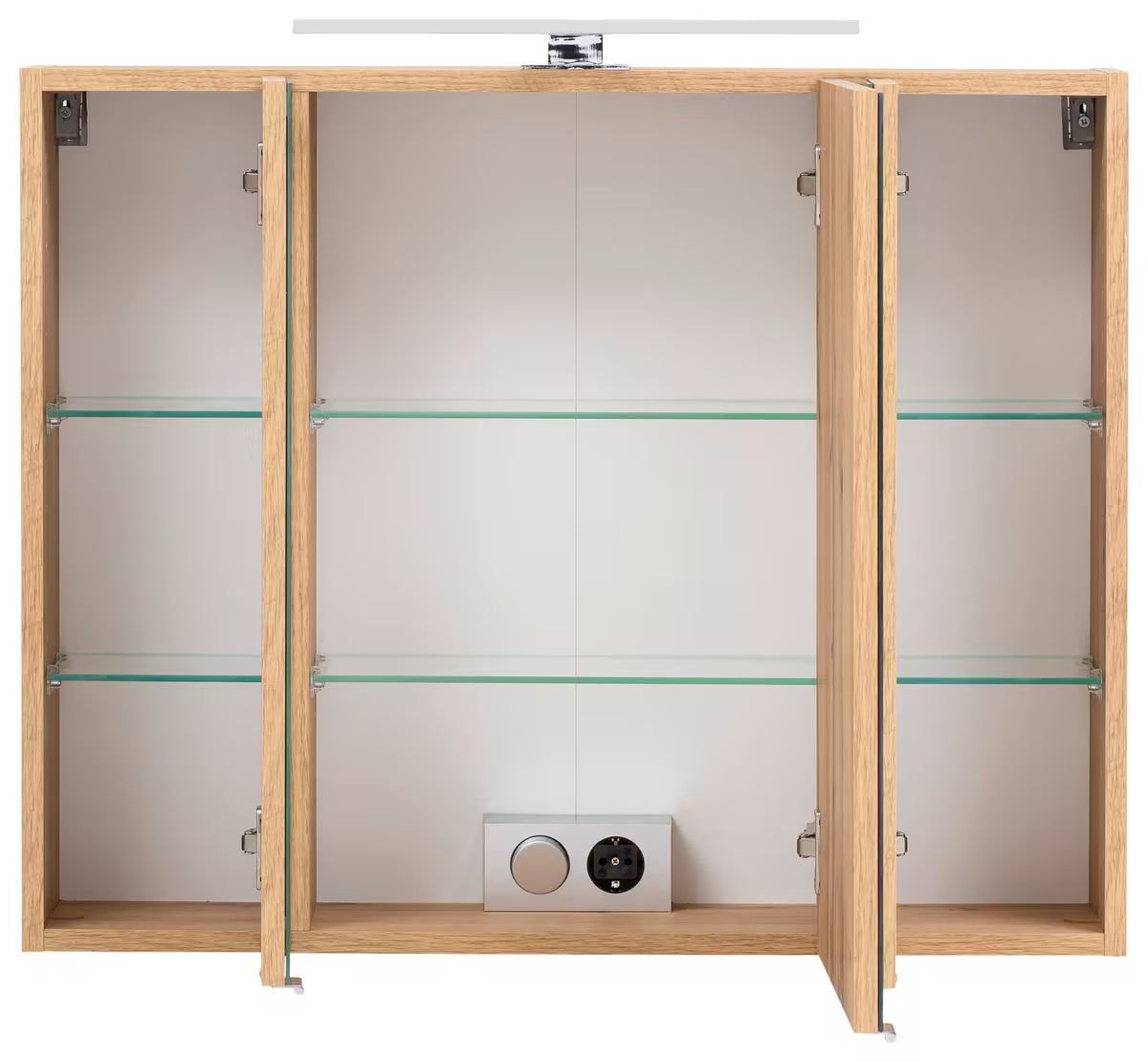 Held Möbel Spiegelschrank Luna 80 cm Wotaneiche mit LED – 3 Spiegeltüren