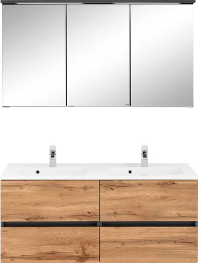 Badmöbel-Set Breite 120cm Grau /eiche Wotan