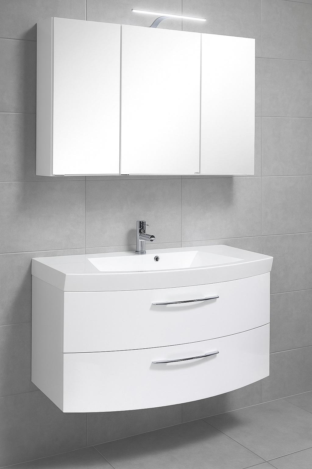 Badmöbel Florida 100 cm – LED Spiegel & Soft-Close Schubladen