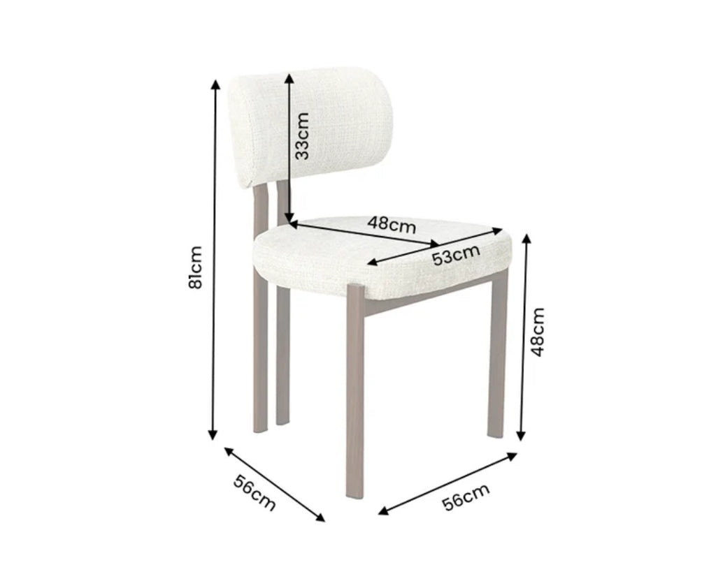 Esszimmerstuhl LORENZO – 2er-Set – Chenille Creme-Beige mit Gestell in Walnussoptik