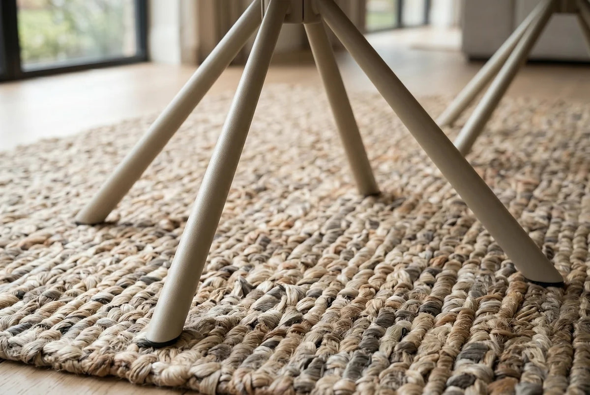 Esszimmer Stuhl  Drehstuhl AMELIA mit Armlehnen – 180° Auto-Return, Chenille Beige