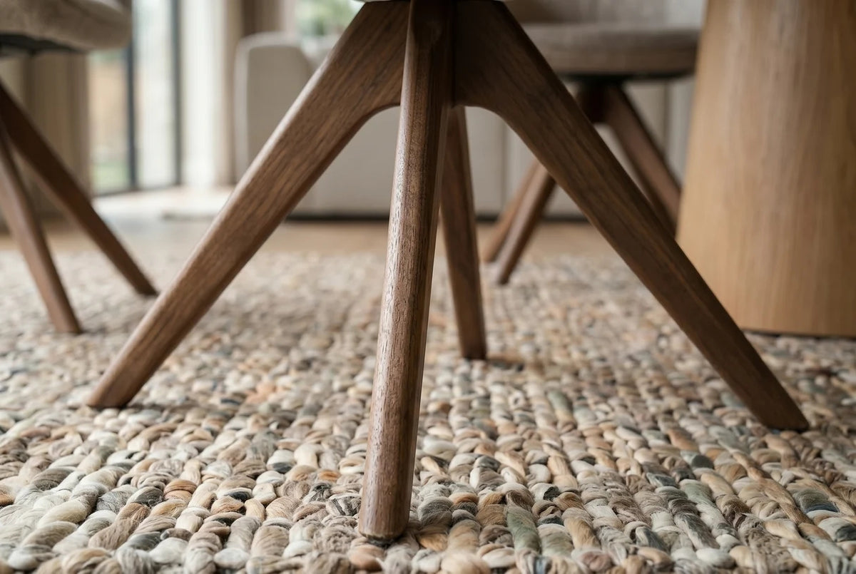 Esszimmerstuhl Stuhl Drehstuhl LIVA mit Armlehnen – 180° Auto-Return, Strukturstoff Taupe-Beige