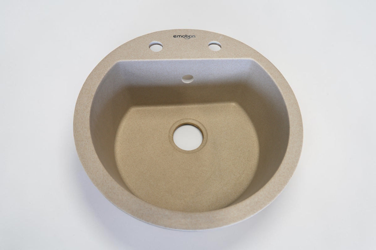 Spülbecken aus Granit – Beige, rund, 50 cm | Simo Möbel