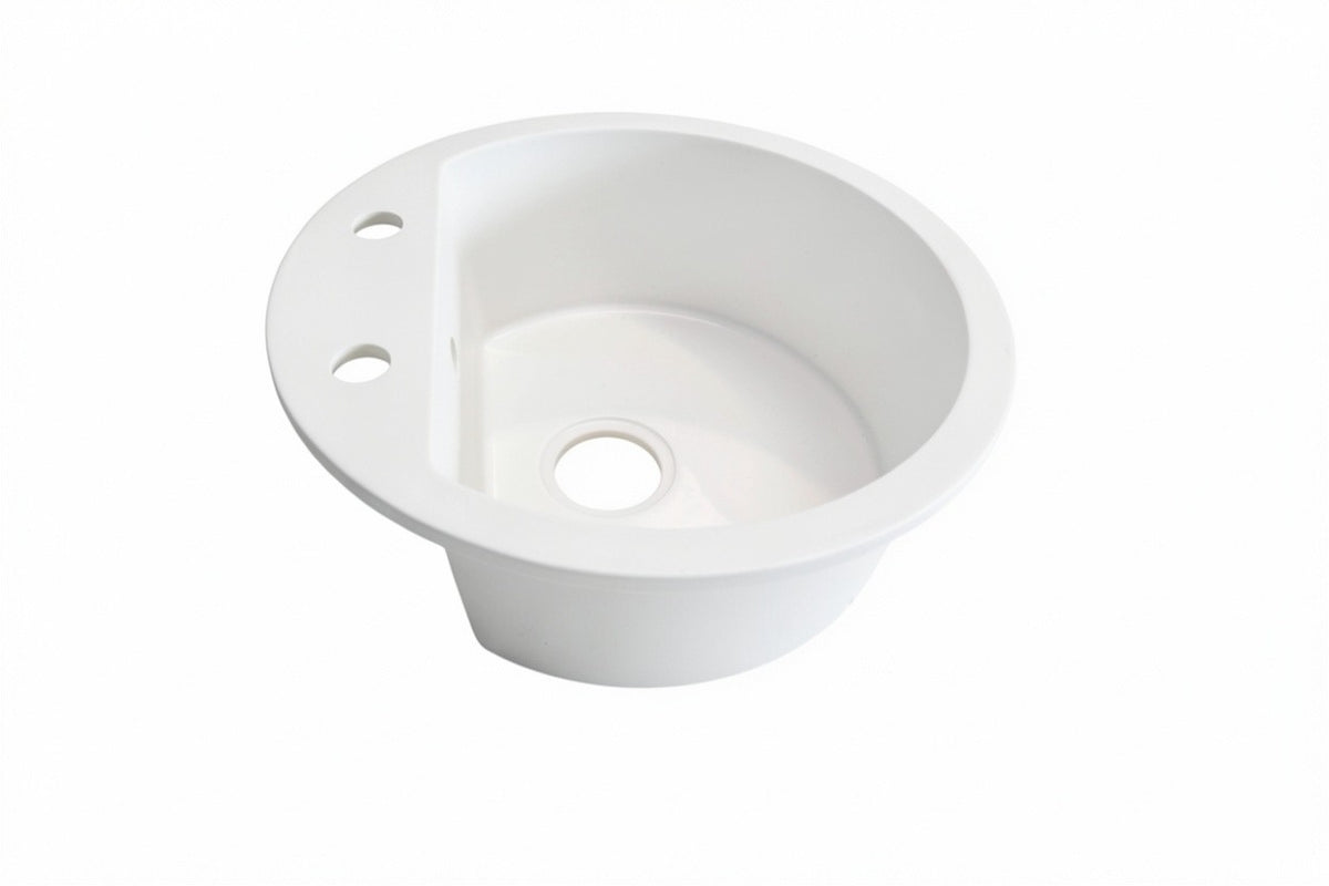 Rundes Granit-Spülbecken 50cm – Weiß | Neuware | Modern & Robust | Simo Möbel