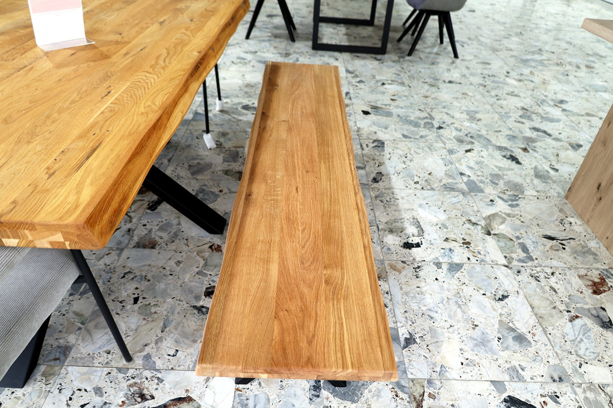 Holzbank Massivholz 160/180/200cm  – Sitzbank mit Baumkante oder Geradekante | Simo Möbel