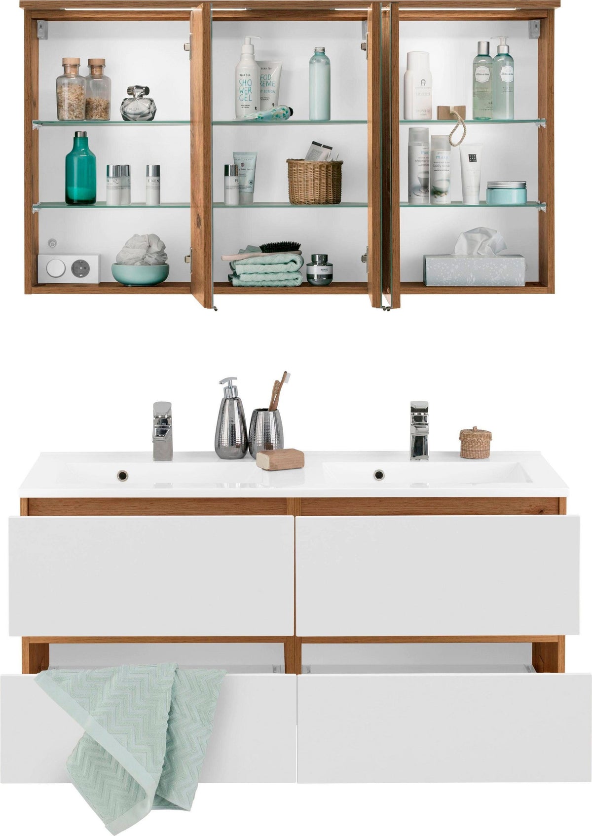 Badezimmermöbel-Set – 120cm Waschtisch & Spiegelschrank | Simo Möbel