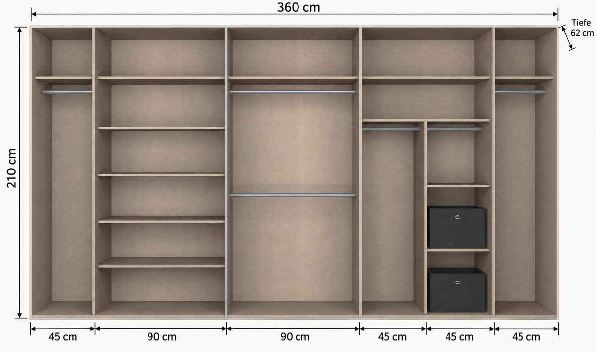 Schrank Kleiderschrank Schwebetürenschrank 360 cm Alpinweiß
