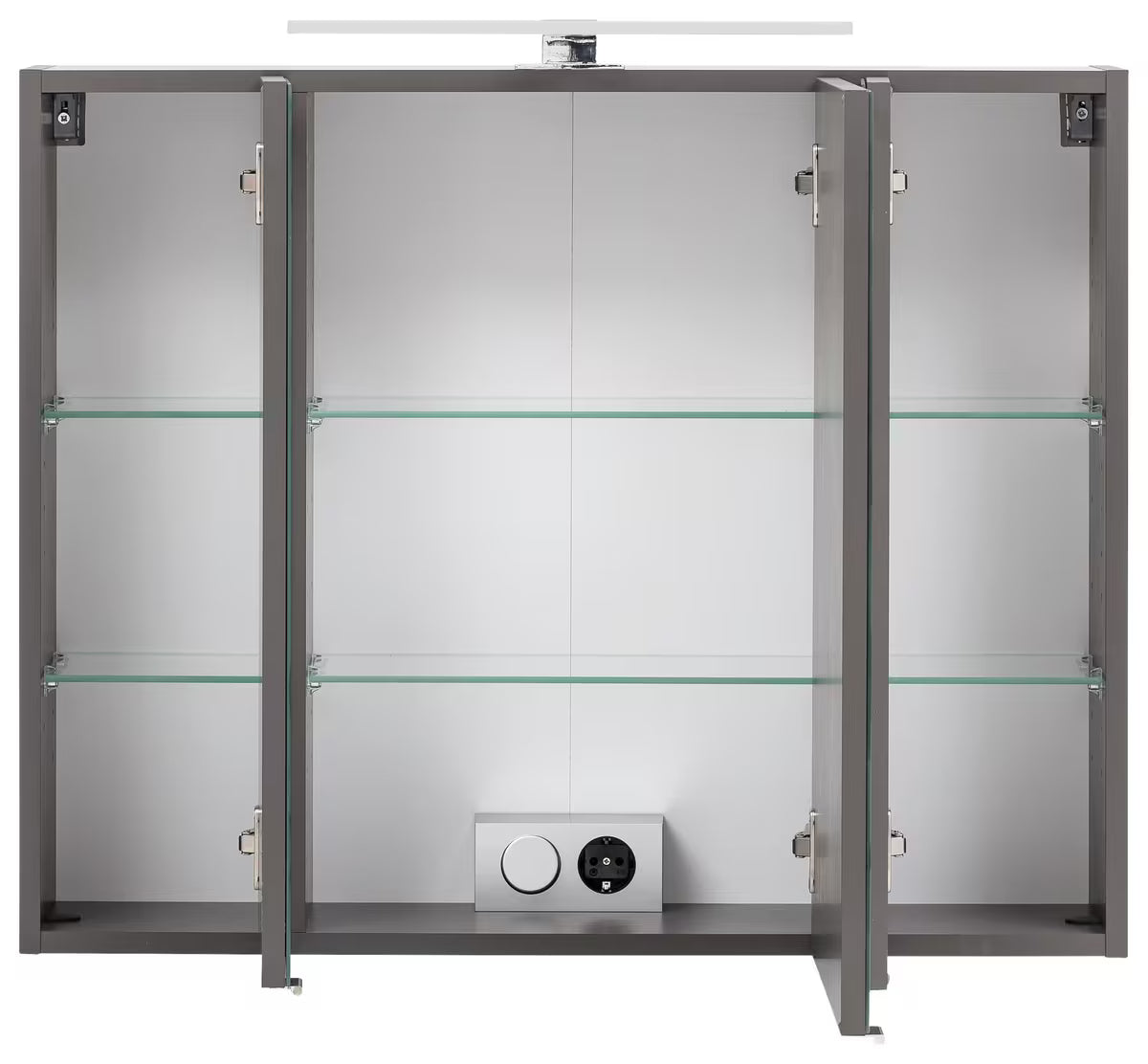 Held Möbel Spiegelschrank Luna 80 cm weiß mit LED – 3 Spiegeltüren