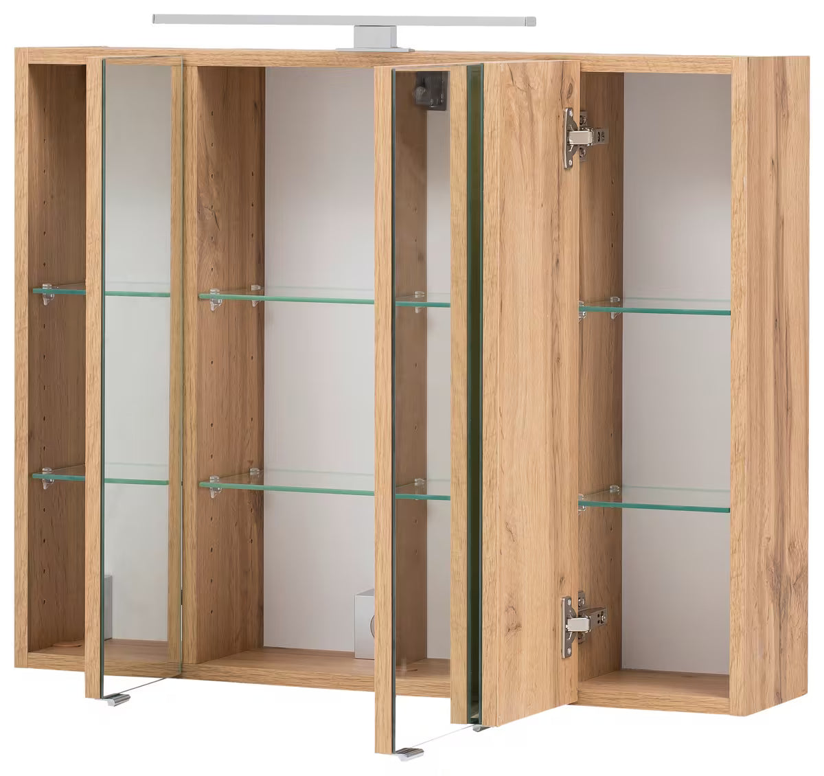 Held Möbel Spiegelschrank Luna 80 cm weiß mit LED – 3 Spiegeltüren