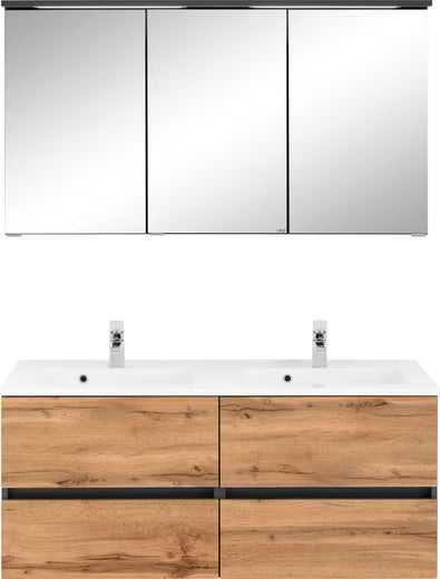 Badmöbel-Set Breite 120cm  Grau /eiche Wotan