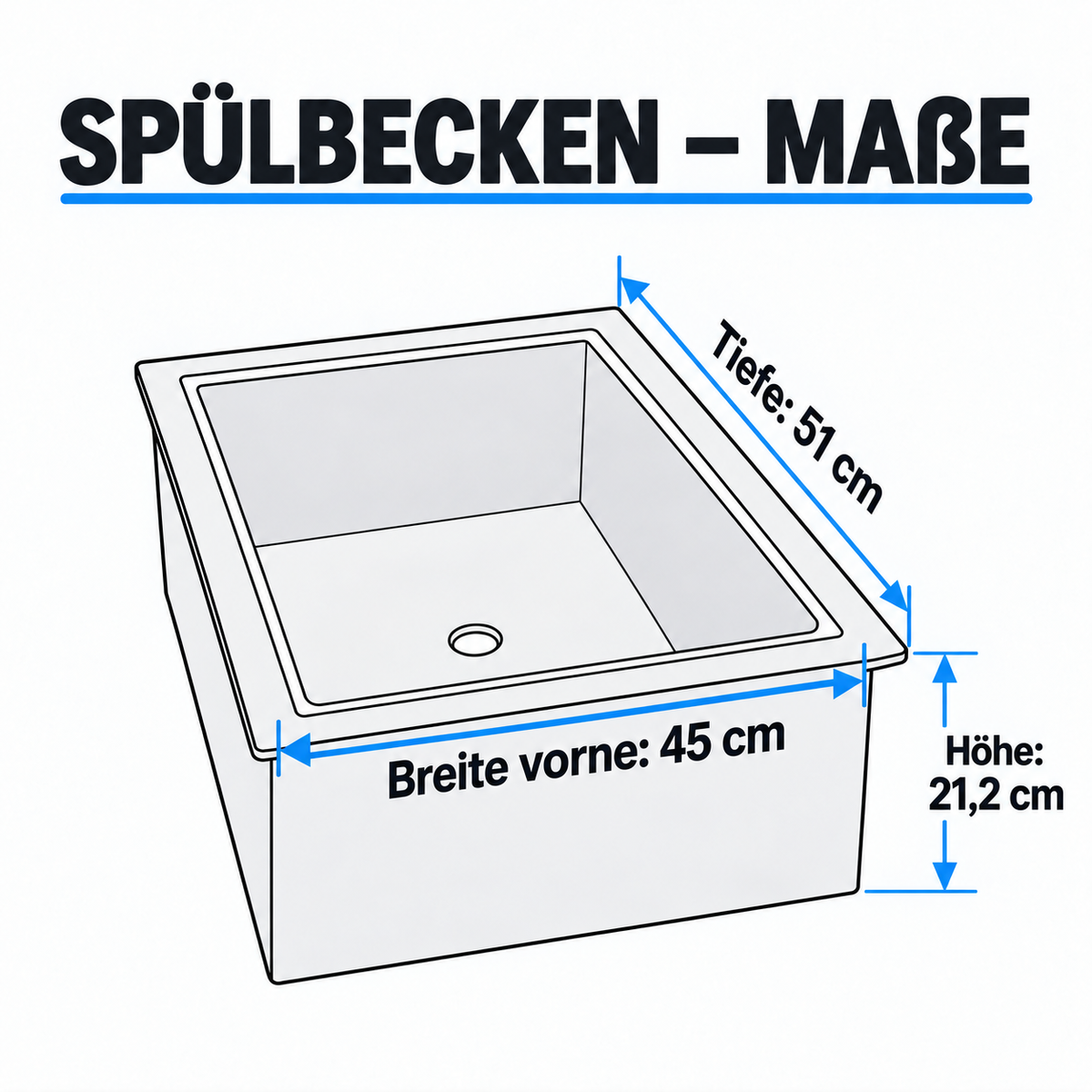Granitspüle 45x51 cm Beige – Einbauspüle für Küchenschrank | Simo Möbel