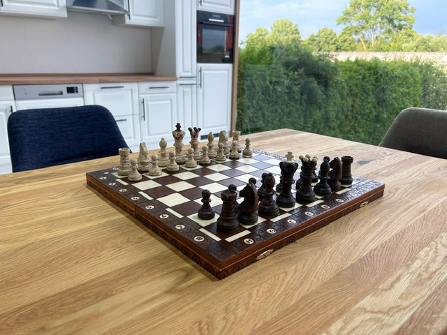 Schach Edles Schachspiel Schachbrett 52 x 52 cm Handarbeit Holz