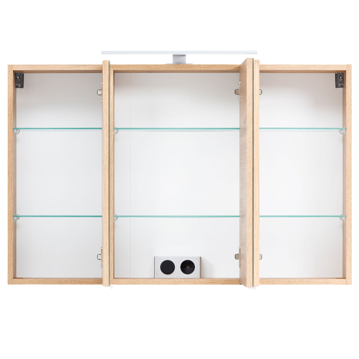 Spiegelschrank Farbe Buche  FLORIA – 100 cm – 3 Spiegeltüren – LED-Beleuchtung