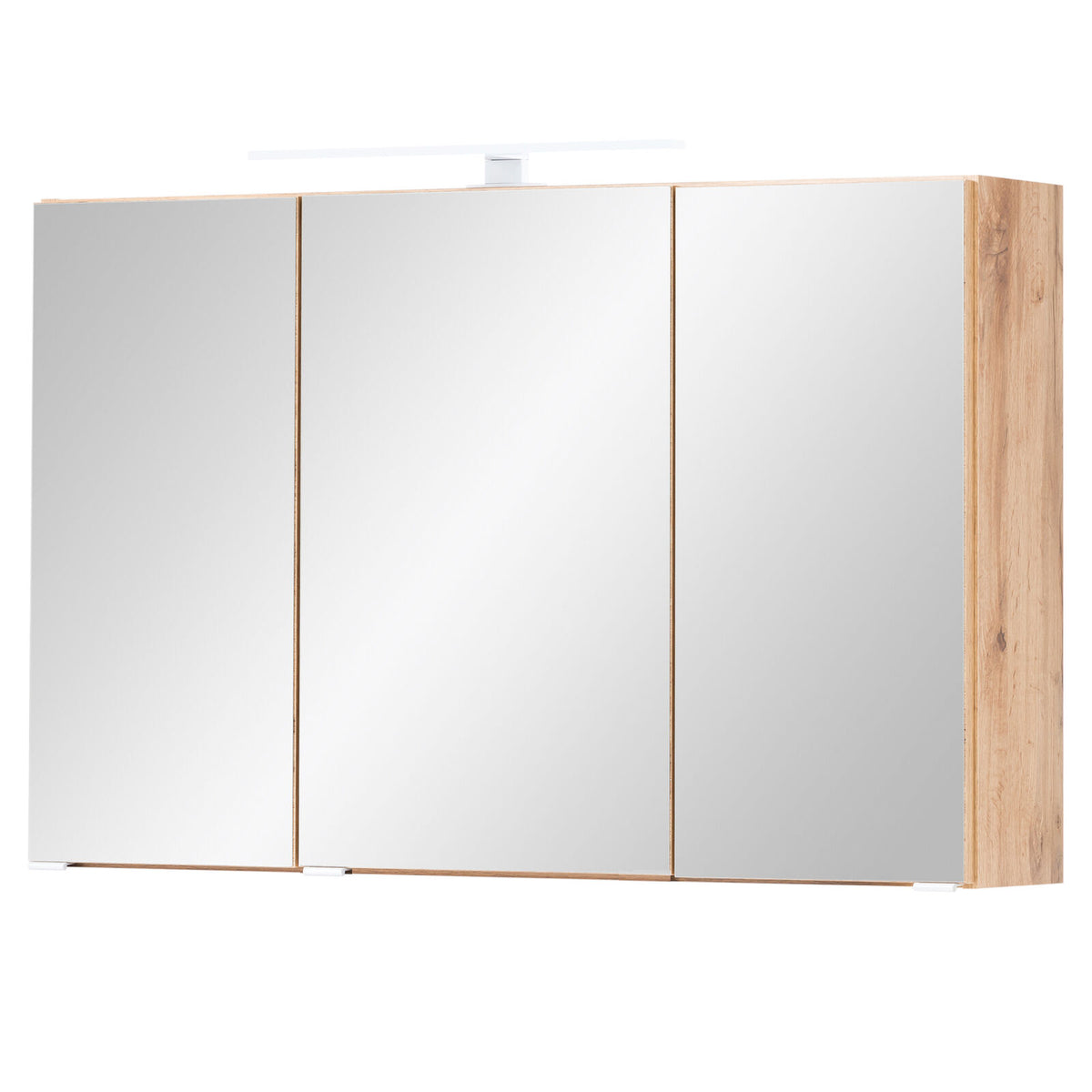 Spiegelschrank Farbe Buche  FLORIA – 100 cm – 3 Spiegeltüren – LED-Beleuchtung