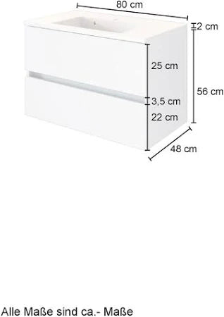 Badmöbel Set 80 cm Weiß – LED-Spiegelschrank & Soft-Close | Simo Möbel
