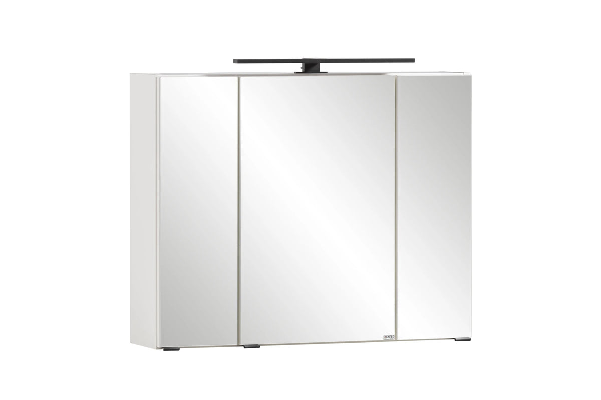 Held Möbel Spiegelschrank Luna 80 cm weiß mit LED – 3 Spiegeltüren