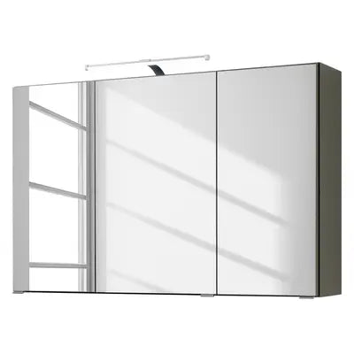 Spiegelschrank Grau  FLORIA – 100 cm – 3 Spiegeltüren – LED-Beleuchtung